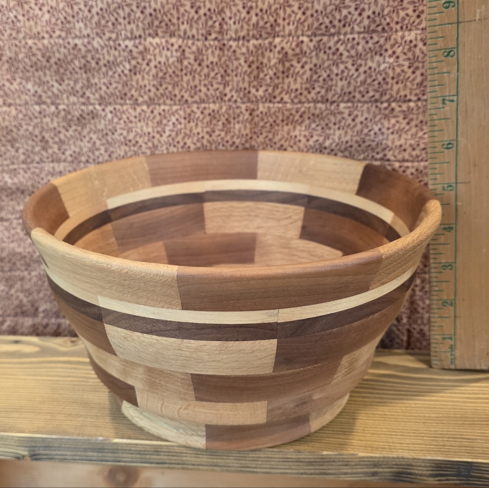 Handcrafted Wooden Bowl - Brown and Tan